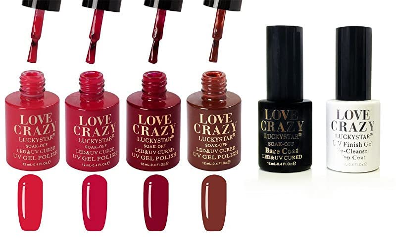 LoveCrazy 4pcs Kit De Colores 45-48 Esmaltes en Gel Manicura Francesa Uñas de Gel Esmalte Semipermanente Color Gel UV LED Manicura Arte