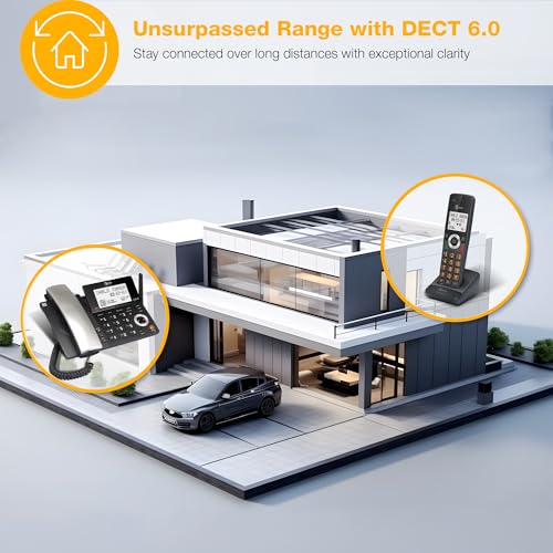 AT&T DECT 6.0 Corded/Cordless Home Phone with 1-Handset and Answering Machine, Smart Call Blocker, Caller ID, Large Backlit Display, Big Button, Speakerphone, Intercom: CL84118 (Charcoal Black)