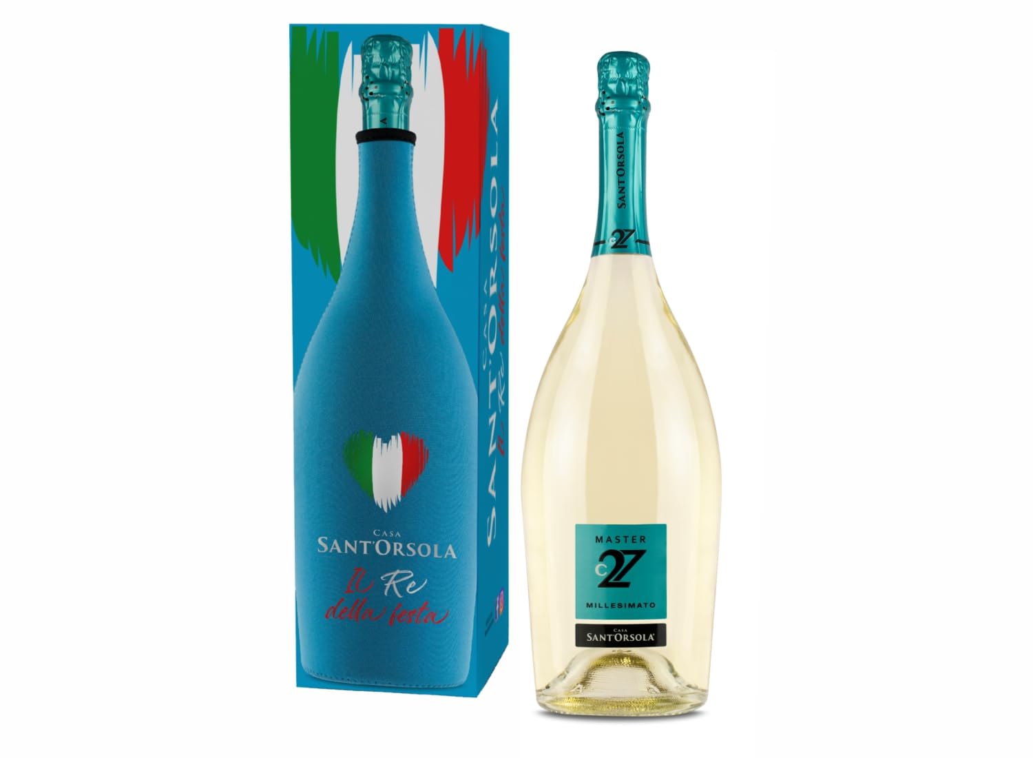 Casa Sant'Orsola - Spumante Magnum Cuvèe Millesimato "Il Re della Festa", Extra Dry 11%, da Prestigiosa Uva Bianca Italiana, Confezione Regalo, Gusto Secco con Note Fruttate, 1x1500 ml 1500ml Il Re della Festa