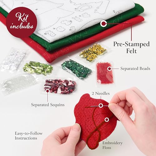 Image of Bucilla Felt Applique 18 inch Stocking Making Kit, Yuletide Chapel, Perfect for DIY Arts and Crafts