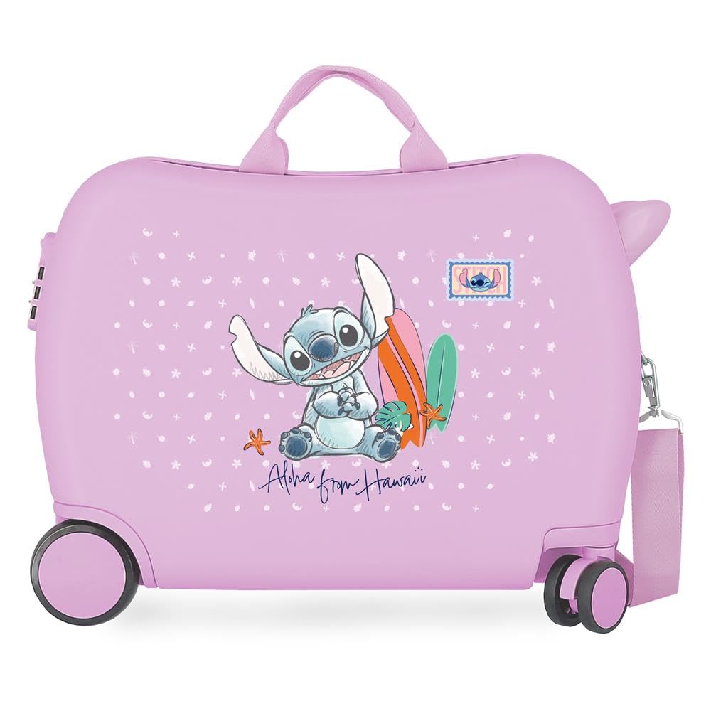 Disney Joumma Stitch from Hawaii Purple Children's Suitcase 50x38x20 cm Rigid ABS Side Combination Lock 34L 2.1kg 2 Wheels