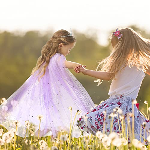 Fedio Princess Cape Set 7 Pieces Girls Princess Cloak With Tiara Crown, Wand For Little Girls Dress Up (Purple) #TOP3