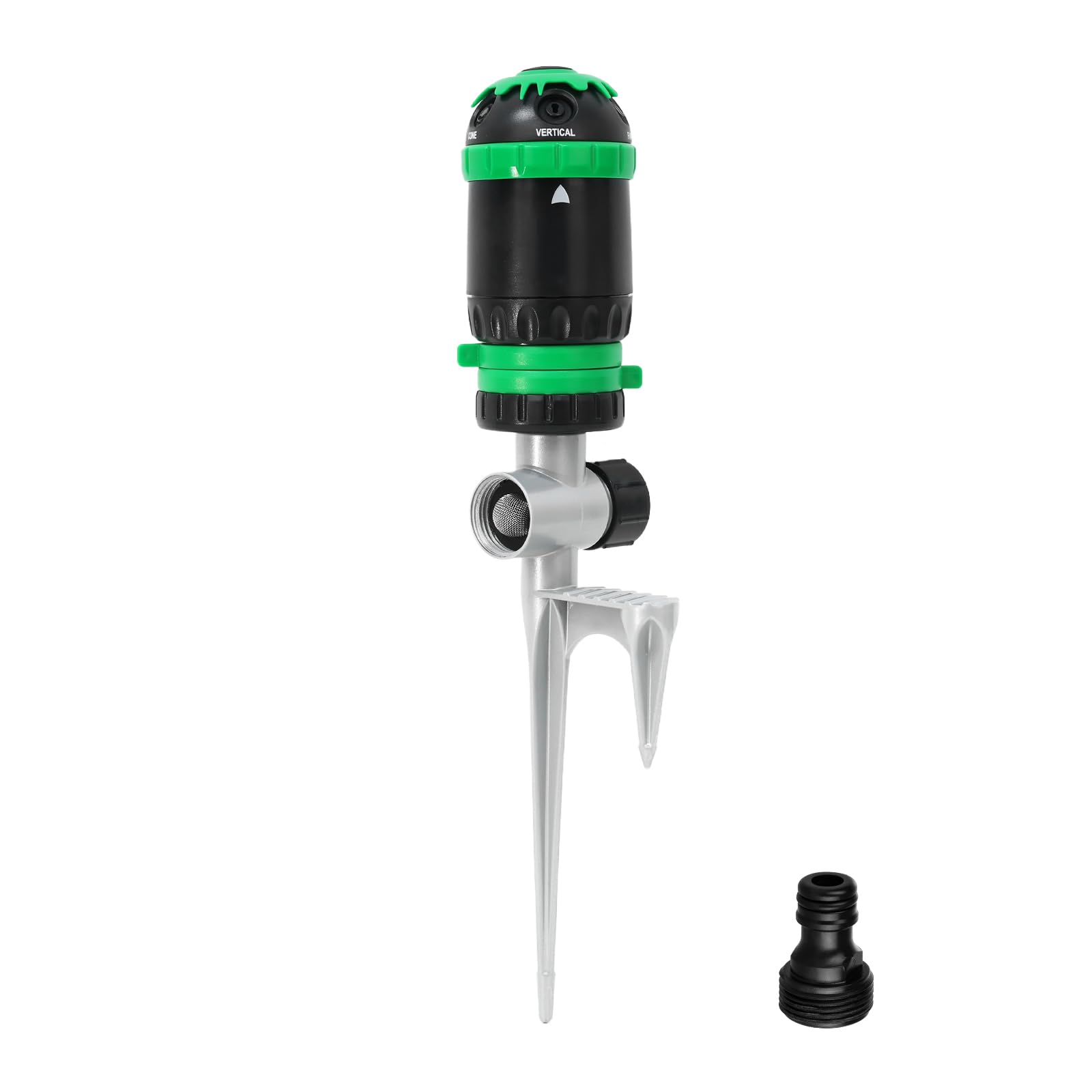 RESTMO Rasensprenger für große Flächen, Getriebe Sprinkler & impulsregner | 5 Muster, Sprühdurchmesser 24 m (467 m²), Metallspike-Basis, wetterfest, erweiterbar in Reihe, für Rasen & Beete