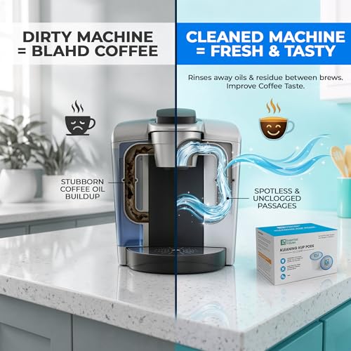 Image of Essential Values Cleaning Pods, Compatible with Keurig, Descaling Solution 10-Pack, Descaler for Keurig Coffee Machines, Pot Kit, Coffee Maker Cleaner Filter Pods
