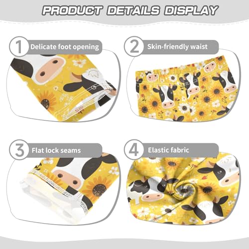 KLL Black White Cow Print Sunflowers Toddler Baby Girl Legging Soft High Waisted Leg Yoga Pants Sports3