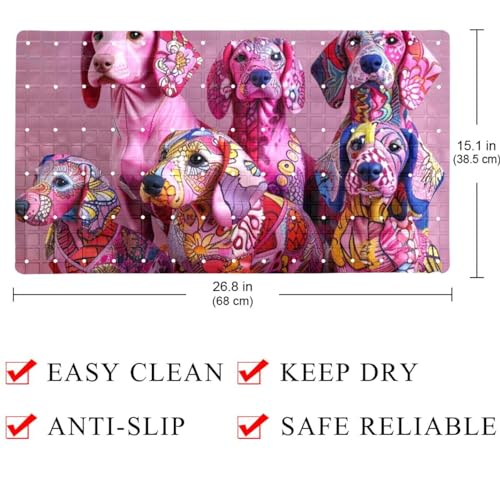 Tapis de bain antidérapant teckel séchage rapide extra long Pink Fun - 5
