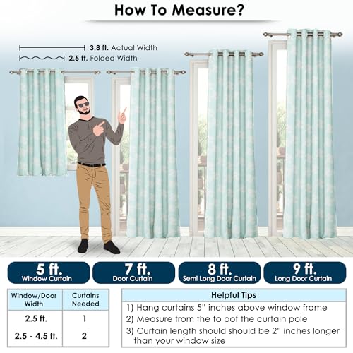 Image of Story@Home Window Curtains 5 Feet Long Set of 1 | Room Darkening Curtain | Floral Printed | Thermal Insulated Curtain for Living Room | (116 X 152 Cm, Aqua & White) | Perfect for Home Decor