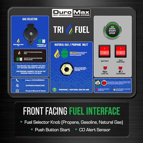 Image of DuroMax XP15000HXT 15,000 Watt Tri Fuel Portable Home Power Backup HXT Generator w /CO Alert
