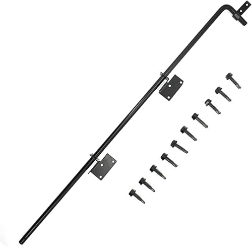 Perno de caña negra con recubrimiento en polvo para puertas de valla de madera y vinilo, tubo de varilla de caída de 36 pulgadas con mecanismo de
