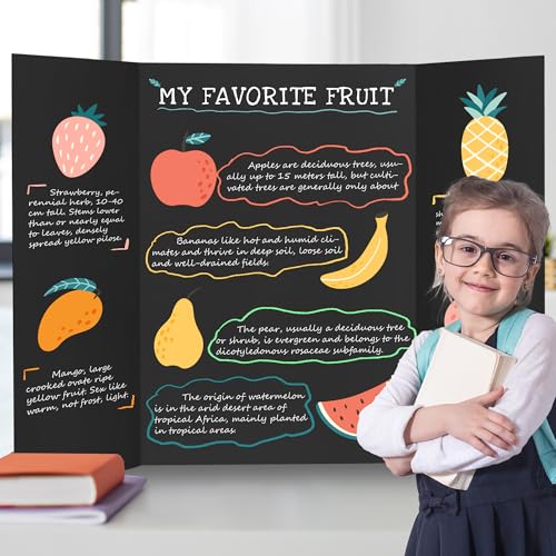 chell 3634 x 4834 large trifold poster board 2 pack black corrugated project boards for science fair school projects event displays and business presentations