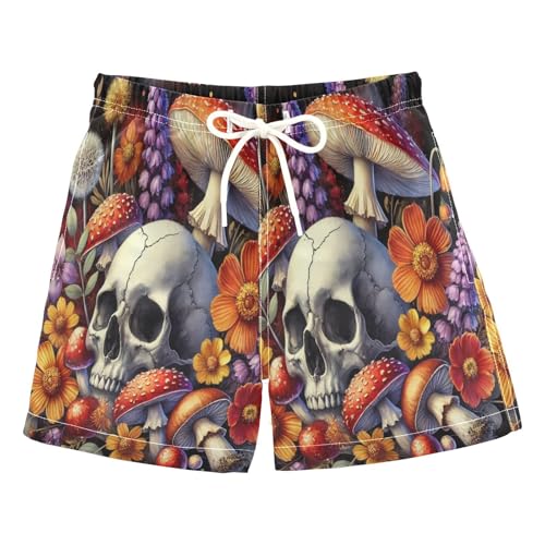 Skull Flower Mushroom Boys Swim Trunks Quick Dry Toddler Swimsuit Boy Swimwear Bathing Suits Board Shorts 2T