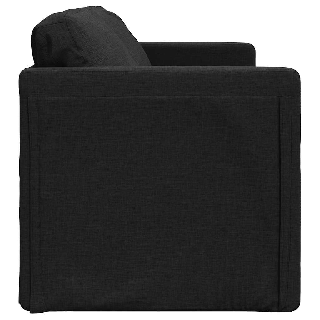 Sofá de suelo con función de dormir negro 112 x 174 x 55 cm de tela, sofá cama 2 en 1 sofá cama sofá con cojín, banco, salón para salón, habitación de invitados, oficina, duradero, cómodo