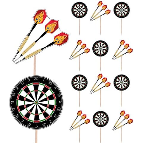 Darts Dart Board Birthday Party Food Cupcakes Picks Decorations Toppers (Pack of 14) Cover