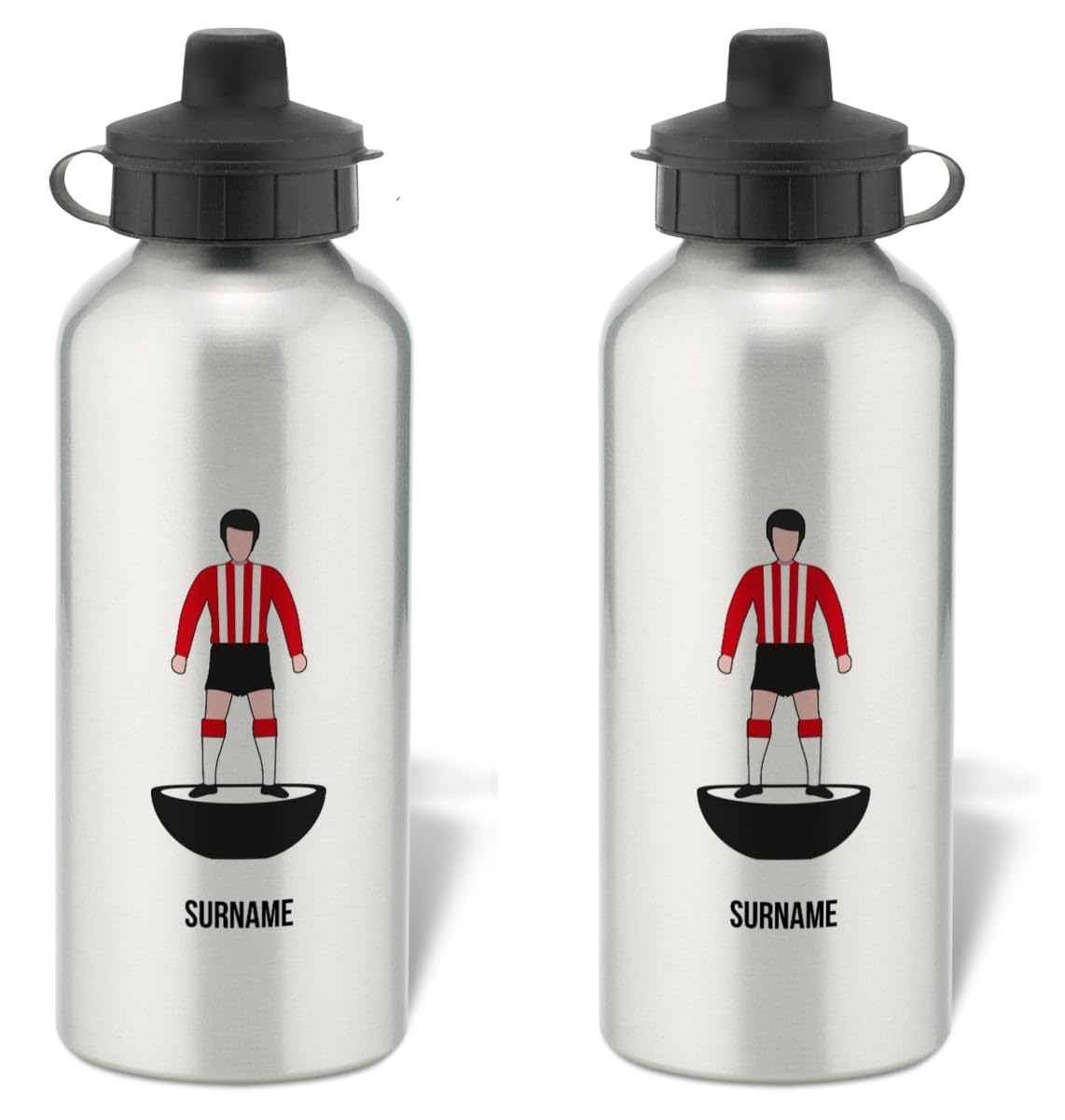 Personalised Sunderland AFC Player Figure Aluminium Sports Water Bottle - Silver Bottle