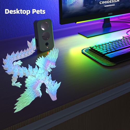 Image of 3D Printed Dragon with Wings - Glow Rainbow, 18 inch Flying Dragon, XL Articulated Winged Crystal Fidget Toy, Home Decor, Birthday Gift, Desk Pet