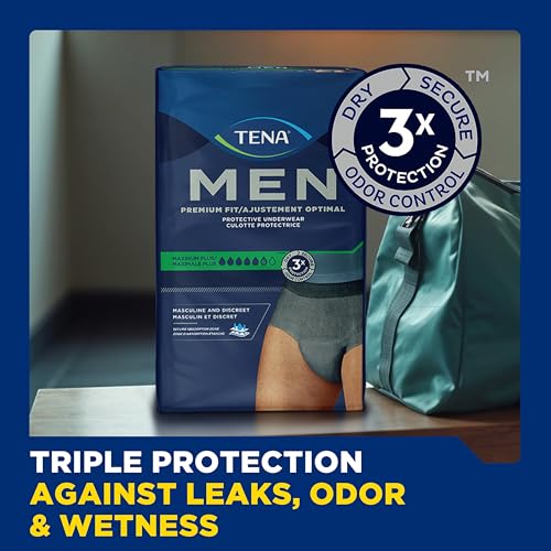 Image of TENA Men Maximum Plus Incontinence Underwear, Small /Medium 34-50in, 16 ct