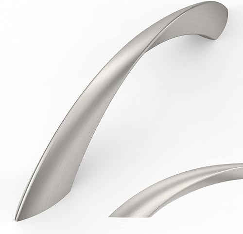 Amerdeco ZH0048 - Paquete de 10 tiradores trenzados de níquel satinado cepillado de 3.75 pulgadas (3.780 in) para arco de cocina, tiradores de
