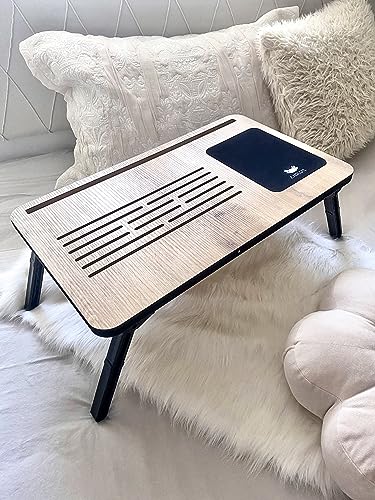 Foldaway Telefon ve Tablet Bölmeli Katlanır Ayaklı Laptop Sehpası, Notebook Bilgisayar Çalışma Masası