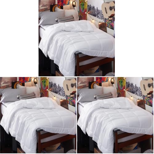 Image of Bedsure Comforter Duvet Insert - Quilted Comforters Twin XL Size, All Season Duvet, GentleSoft Down Alternative Bedding, with 8 Tabs, Gifts for Women /Men, White, Twin XL 92 x 68 Inches (Pack of 3)