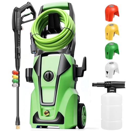 Imdot Electric Pressure Washer 5000PSI Max 4.0GPM with 33FT Flexible Extension Hose, 4 Nozzles, Foam Cannon, Power Washer Powered for Cars, Patios, Driveways, Deep Green
