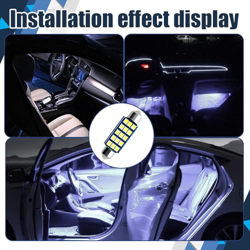 4 bombillas LED 578 6000K blancas para interiores de auto miniatura 7