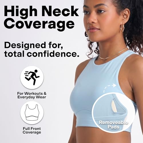 Image of POPSUGAR Sports Bras for Women - Y Back, High Neck, Strappy & Long Line Padded Racerback Bra Workout Yoga Top Racer Back Bra