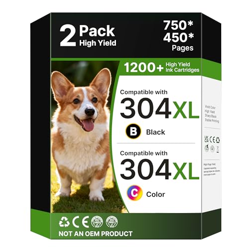 304 XL Druckerpatronen für HP 304 druckerpatronen Schwarz und Farbe Multipack für HP Deskjet 2620 2622 2630 3720 3730 3750 3760 3762 für HP Envy 5000 5010 5020 5030 5032 2er-Pack