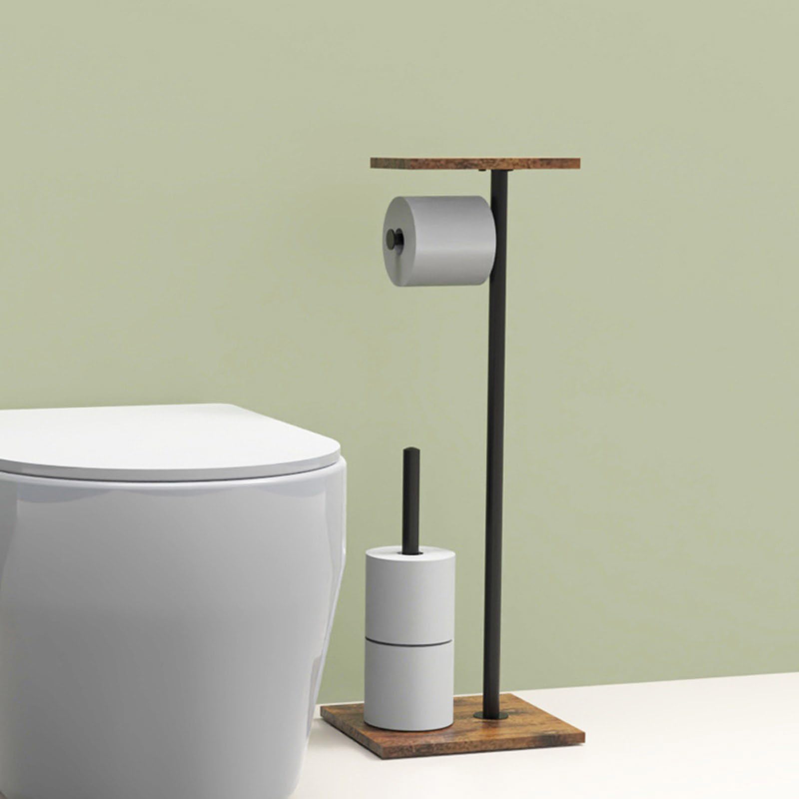 Porta fazzoletti da in legno, dispenser da bagno quadrato con piattaforma superiore, supporto stabile e indipendente per proprietario fazzoletti da bagno design per la casa