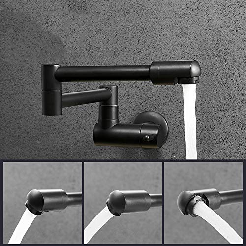 Robinet de cuisine pliable mural noir mat pour libérer l'espace de votre évier moderne