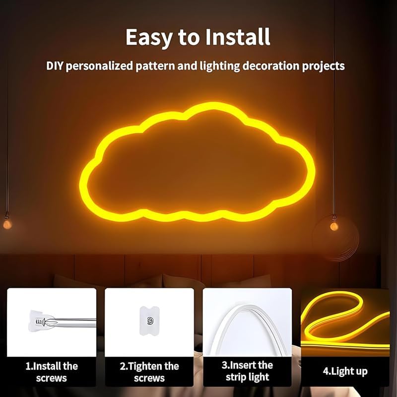 Image of 16.4 Feet LED Neon Strip Light | 12V Adapter, Waterproof IP65, Silicone Flexible Rope Light for Home Wall Decor & Gaming Room| Led Strip Lights | Neon Lights 5 Meter | (Yellow)