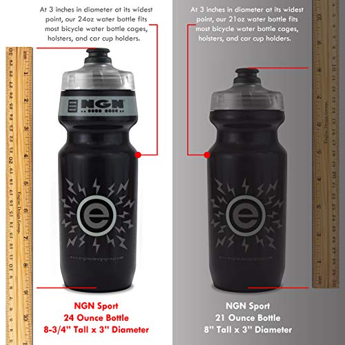 NGN Sport - High Performance Bicycle | Bike Water Bottle for Triathlon, MTB, and Road Cycling - 24 oz (2-Pack) (Fluoro Plasma Pink/ Black (2-Pack)) - Thumbnail 5