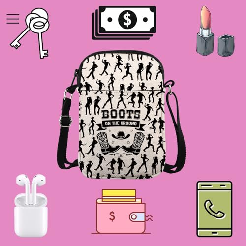 TSOTMO Boots On The Ground Crossbody Bag Western Dance Gift Line Dancing Gift Line Dance Shoulder Bag for Women3