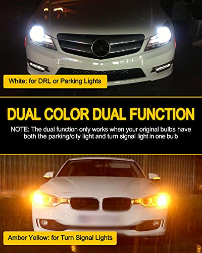 Image of AUXITO 1157 Switchback LED Turn Signal Light Bulbs 2057 2357 7528 BAY15D P21 /5W White /Amber Dual Color LED Bulbs with 3030SMD Chipsets for Turn Signal Blinker Parking Daytime Running Tail Lights