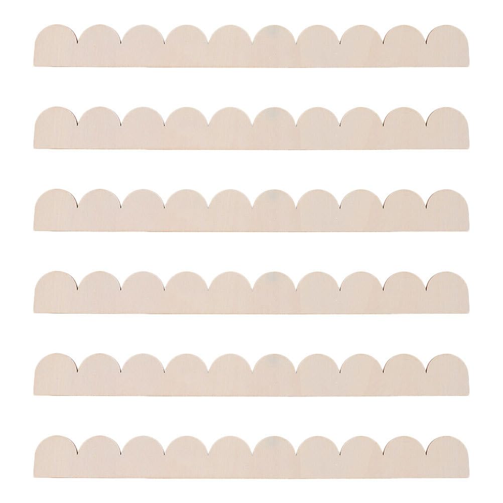VILLCASE Scalloped Wooden Moulding Trim (Set of 6), 40x4cm Solid Wood Wavy Edge Border for Furniture Upcycling Cabinets