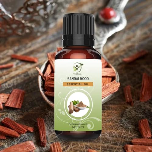 Image of Virtual Sandalwood Essential Oil 15ml 100% Pure Natural Facial Oil for Skin Brightening Acne Dark Spots Pigmentation Aromatherapy Skincare Oil for Men Women