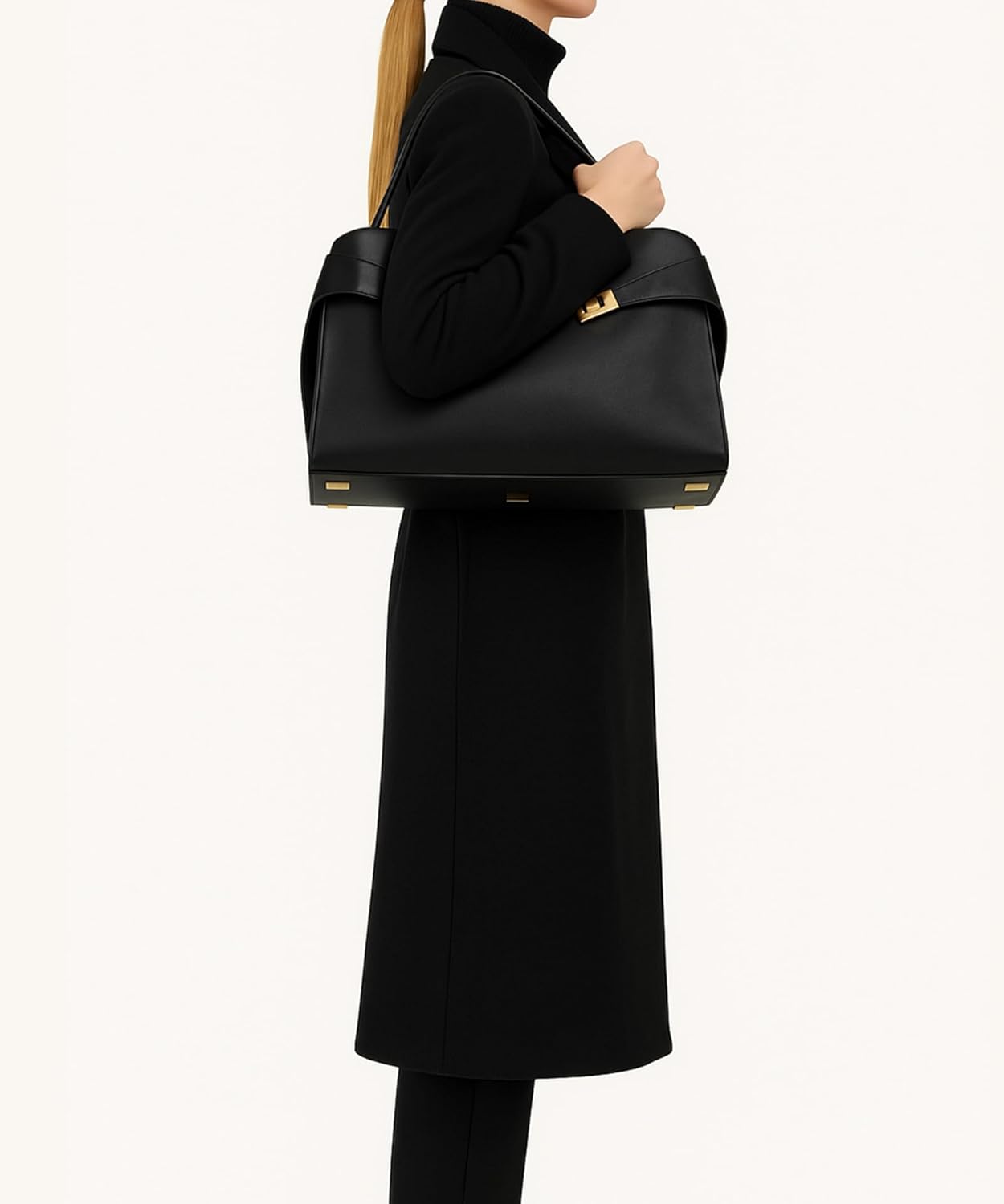 Women's Leather Tote Bag, Soft Top-Grain Cowhide Shoulder Bag for Business and Work - Image 2