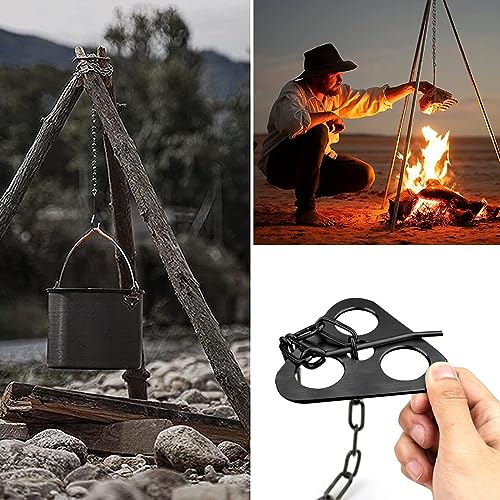 Dreibein für Feuerschale, Schwenkgrill Stativ Edelstahl Camping Dreibein Ring mit Verstellbarer Ketten Tragbares Lagerfeuer Stativ Grillzubehör