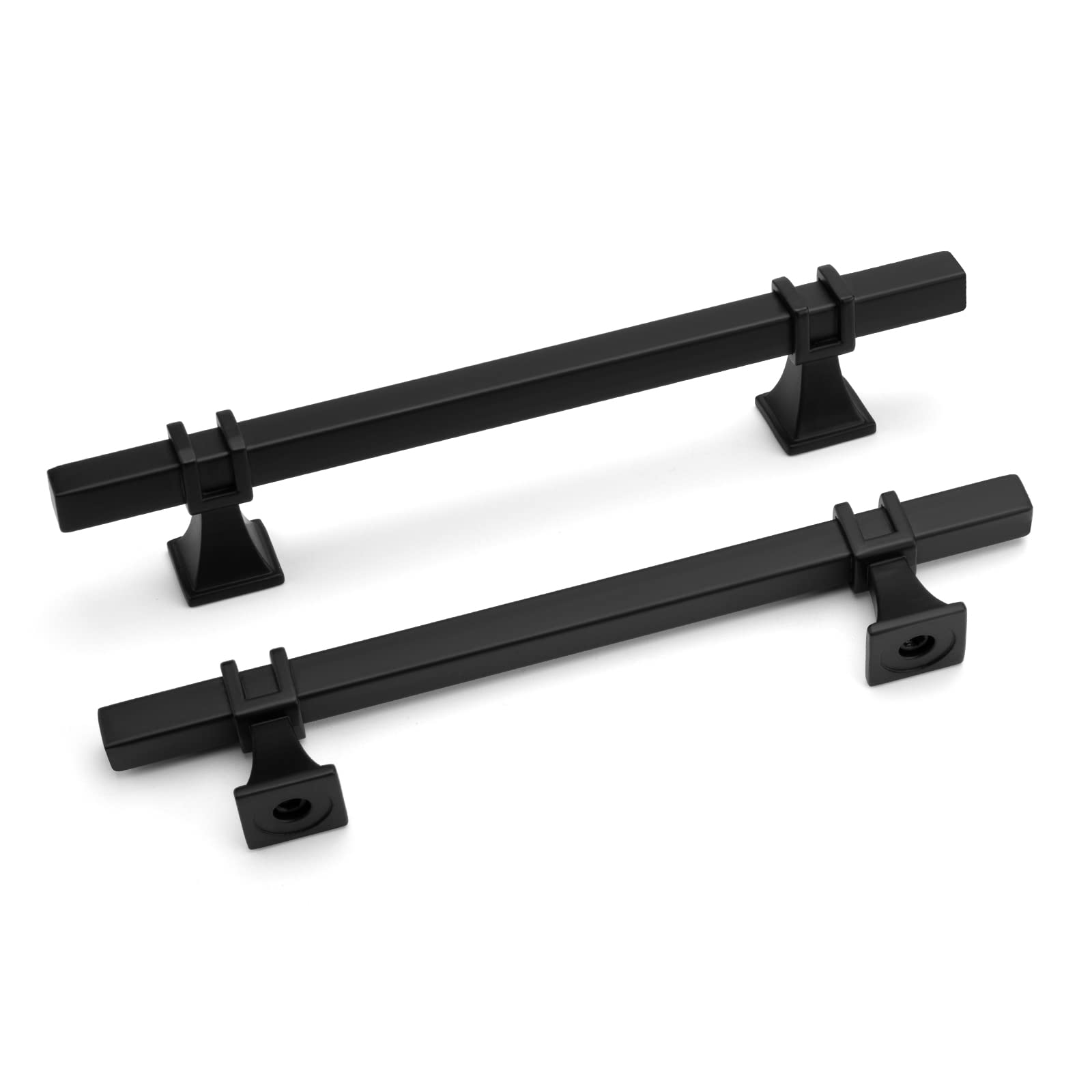goldenwarm Cabinet Handles Matte Black Cabinet Pulls 5 Inch Black Drawer Pulls Handware for Kitchen, Black Rustic Square Cabinet Pulls,128mm 10 Pack