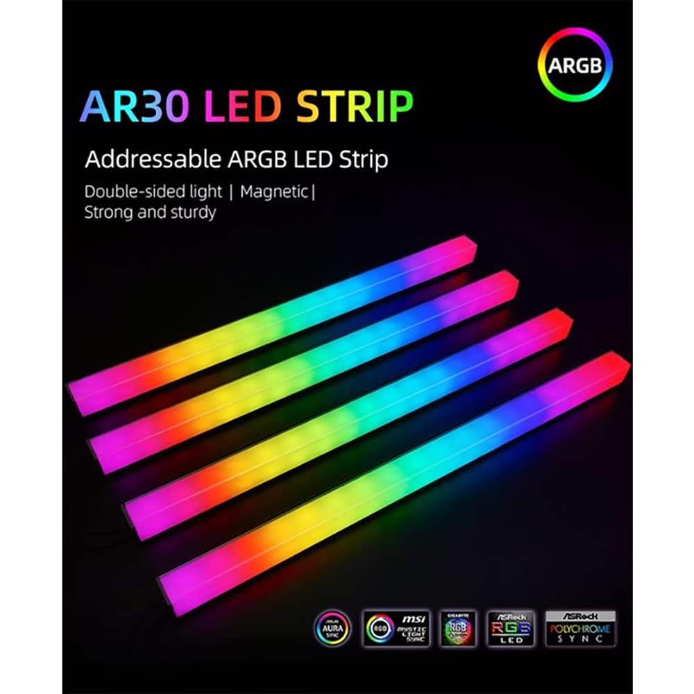 LED Strip Adderssable 5V ARGB Light Strip Double Sided Light Magnetic Alloy Light Bar PC Case Diamond Rainbow Style SYNC Light for Asus Aura Asrock LED Gigabyte RGB Fusion