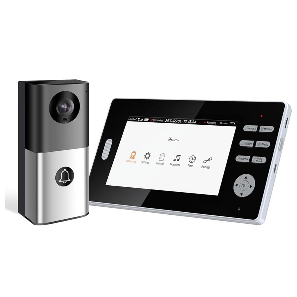 MOBYGKFY 2.4GHz 7''Touch Key Screen Video Door Phone Intercom Access Control System Doorbell for Apartment