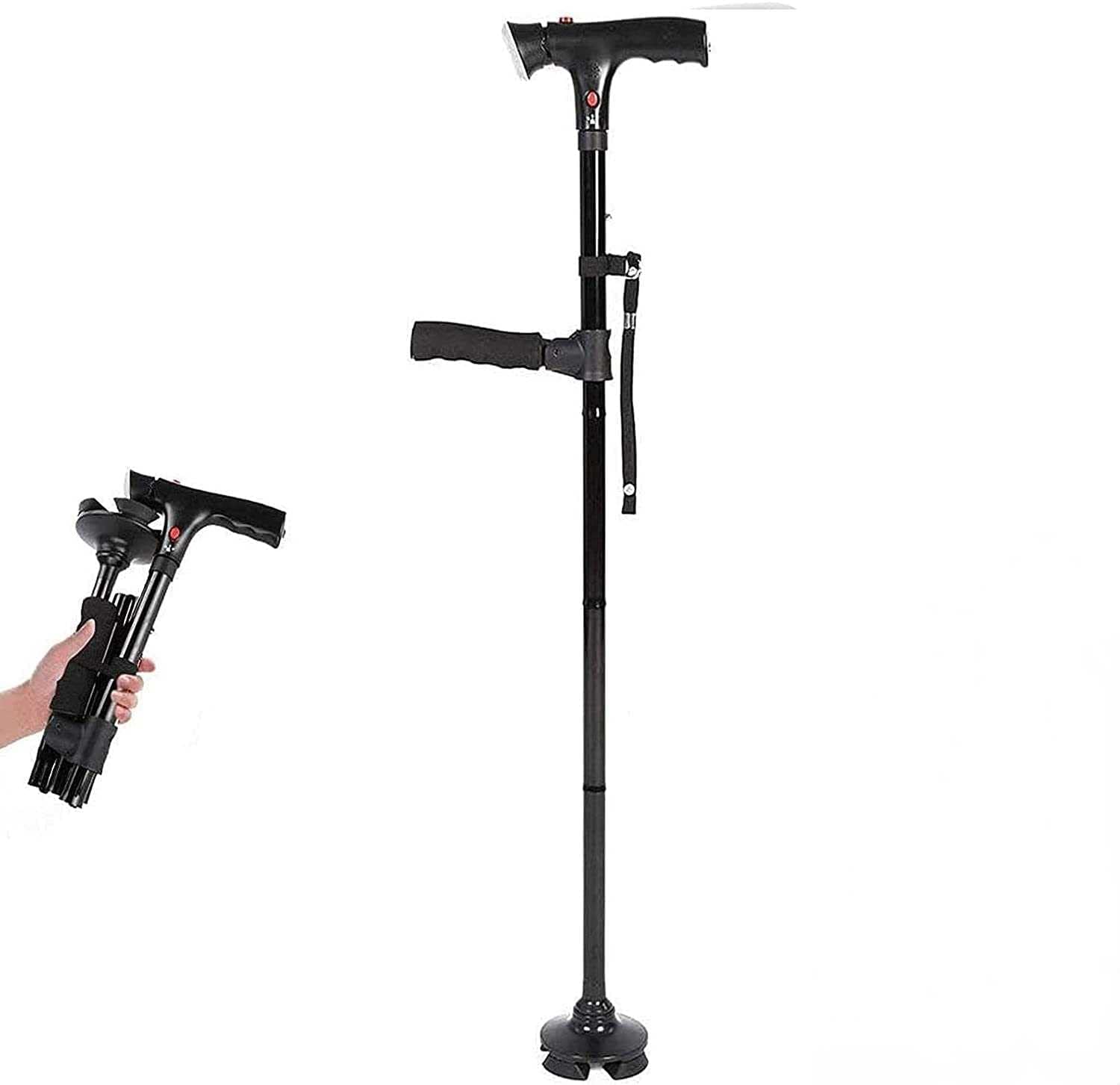 Buy Clever Cane with LED Light, Folding Walking Cane,Two Handle Cane