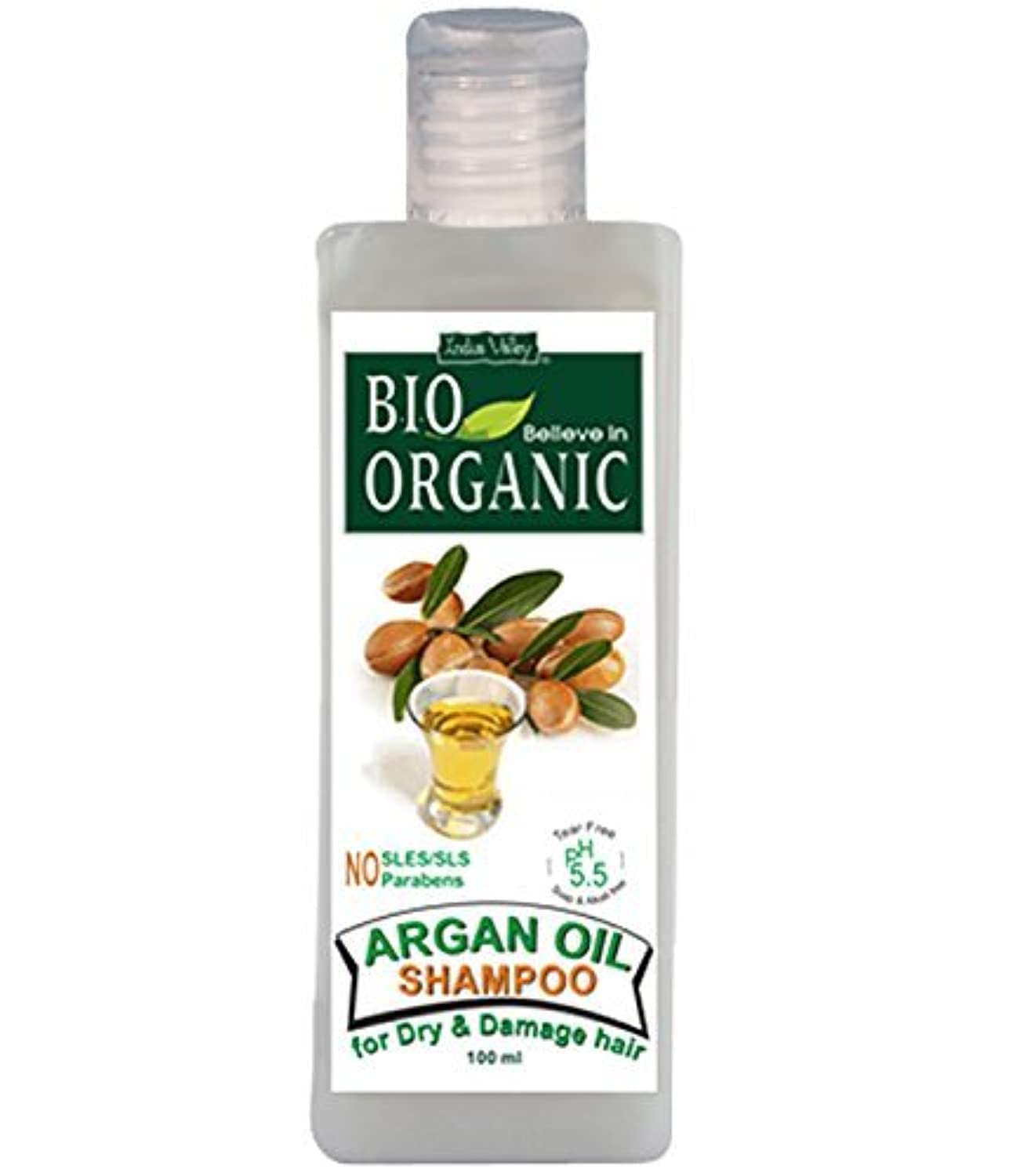 INDUS VALLEYOrganic Halal Certified Hair Fall Repair Argan Oil Shampoo Repair Damage Hair 100 ml