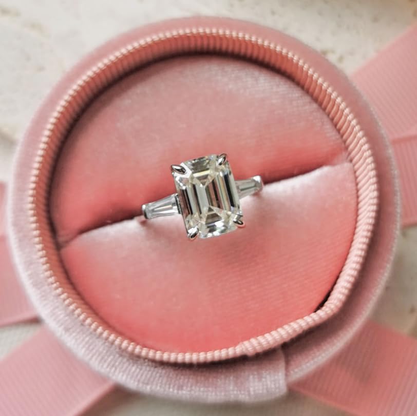 Michooyel S925 4ct Emerald Cut Cubic Zirconia Engagement Rings For Women (G, VVS) Wedding Ring Promise Ring Sterling Silver Wedding Band4