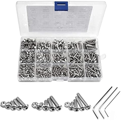SACHUKOT 500 pieces M3 Screws Set, M3 M4 M5 Stainless Steel Screws, Screws Nuts Assortment Kit with Storage Box Cover