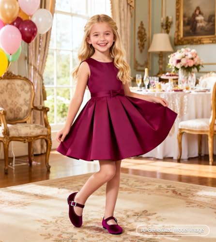 Image of PHIRAMIN Toddler Flower Girl Glitter Dress Shoes Little Girl Ballet Flats Bow Wedding Party