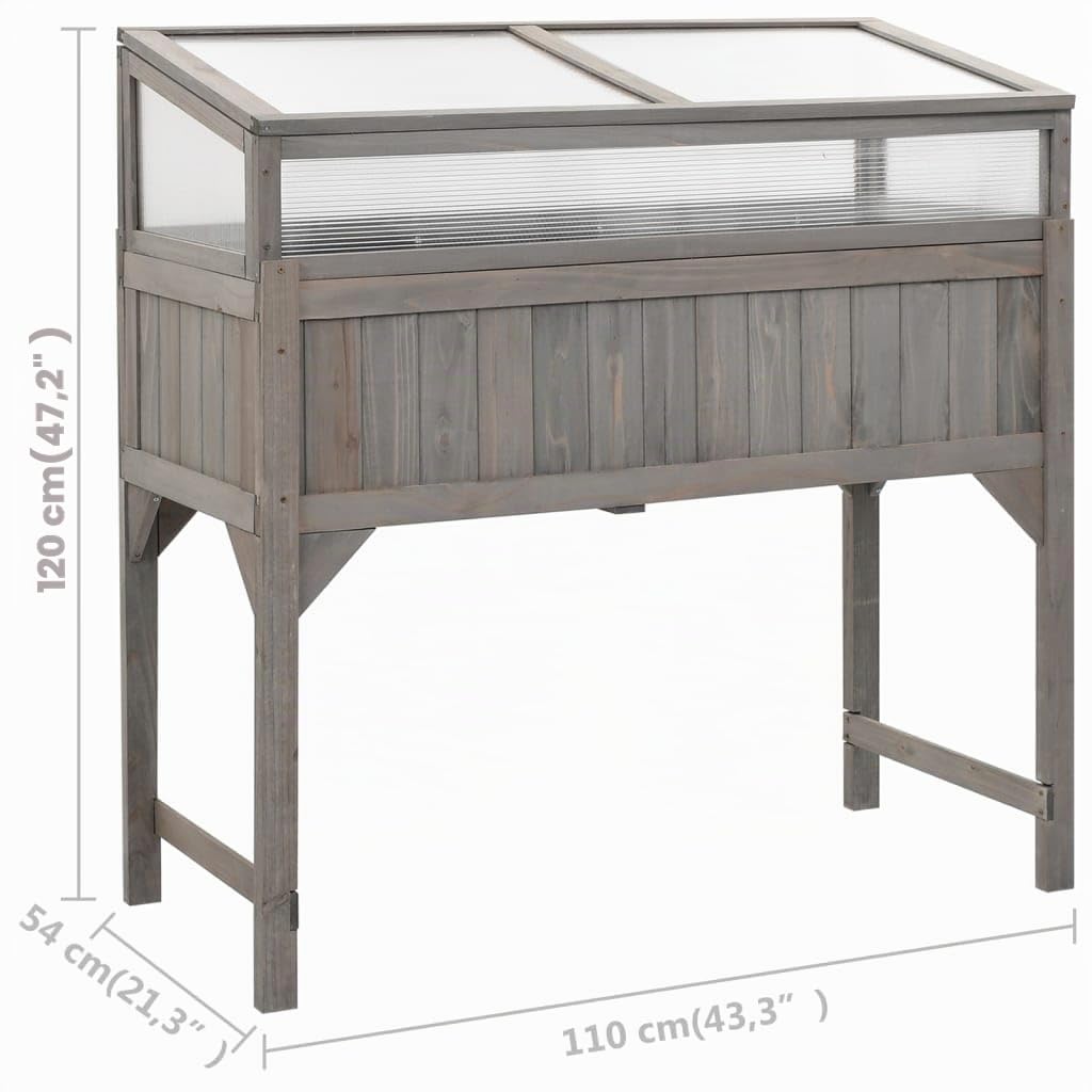 vidaXL Tannenholz Massiv Hochbeet mit Gewächshaus Pflanzkasten Frühbeet Beetaufsatz Kräuterbeet Blumenkasten Pflanzkübel 110x54x120cm