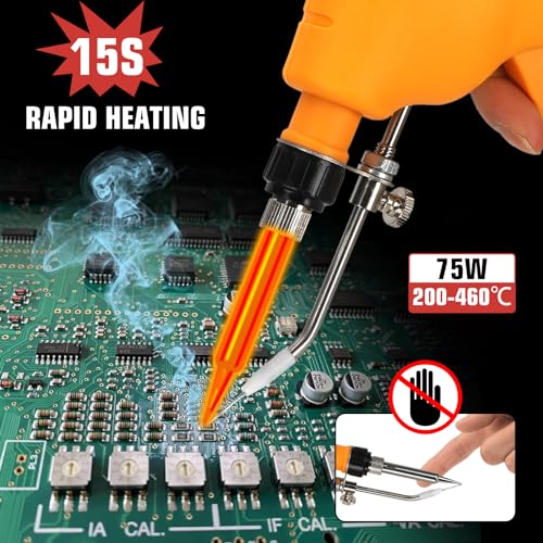 YEX-BUR Cordless Soldering Iron for Dewalt 18V Battery, 75W Digital Temperature 200-460℃ Soldering Gun with 50g 0.04" Solder Wire, 5 Tips for Welding Circuit Board, Home DIY 3 YEX-BUR Cordless Soldering Iron for Dewalt 18V Battery, 75W Digital Temperature 200-460℃ Soldering Gun with 50g 0.04" Solder Wire, 5 Tips for Welding Circuit Board, Home DIY - Image 3