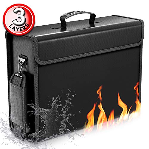 2020 Upgraded 17"x12"x5.5" Fireproof Document Bags up to 2100F - X Large