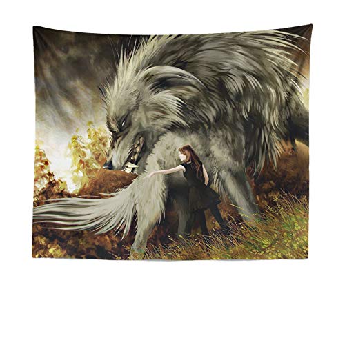 Tier Wolf Moon Totem Tapisserie Wandbehang Strandtuch Decke LT-13 130 * 150cm