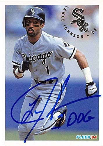 Lance Johnson autographed baseball card (Chicago Sox, SC) 1994 Fleer #85 - Baseball Slabbed Autographed Cards